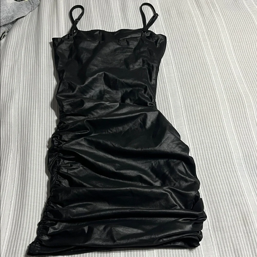 Katie J NYC Black Satin Dress